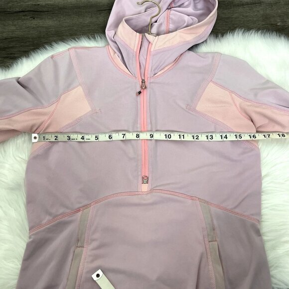 Lululemon Light Pink Coral Hooded Quarter Zip Running Pullover Athletic Womens 8 - Picture 9 of 11